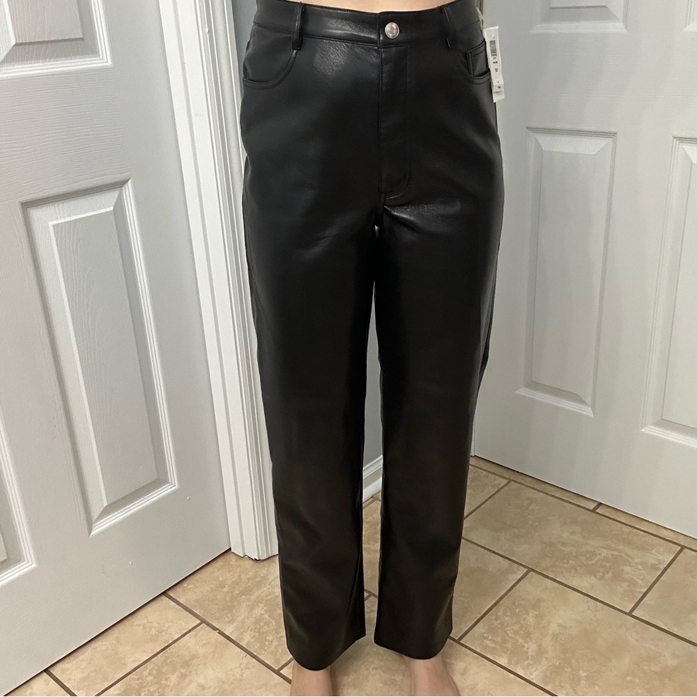 Aritzia Wilfred Pants Vegan Leather High Waisted Black Melina